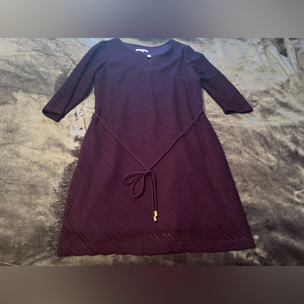 Studio One New York Dark Purple Lining Half Sleeve Midi Dress Size 18
